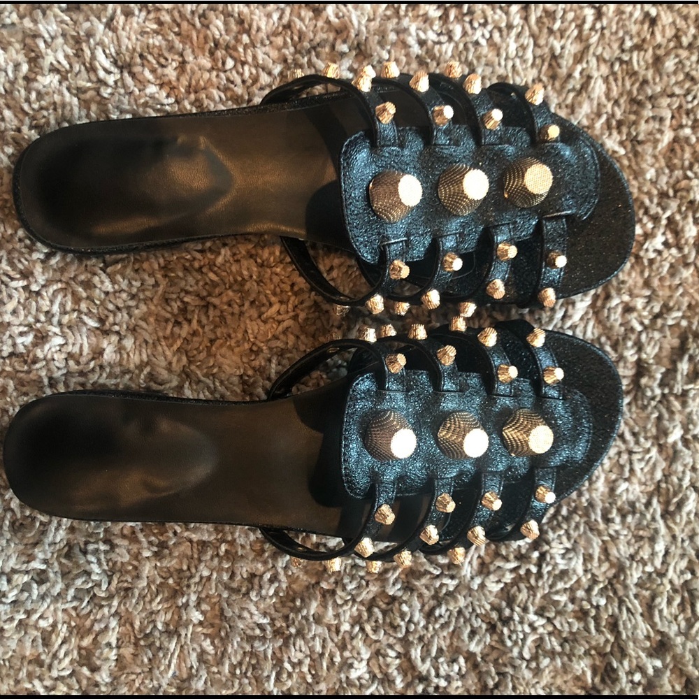 Black Studded Sandals (New, Never Worn)
